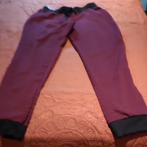 Hot Kiss Burgundy Joggers with Black Accents